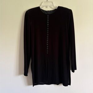 J.B.S. Vintage Black Velvet Tunic Top Sz 8P Whimsigoth Nineties Art Deco
